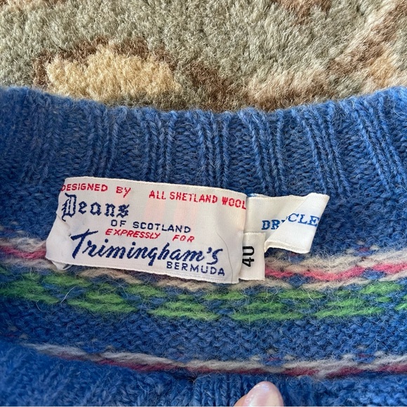 Vintage Deans of Scotland FAIR ISLE Pullover Wool Sweater Size 40 - Picture 4 of 5